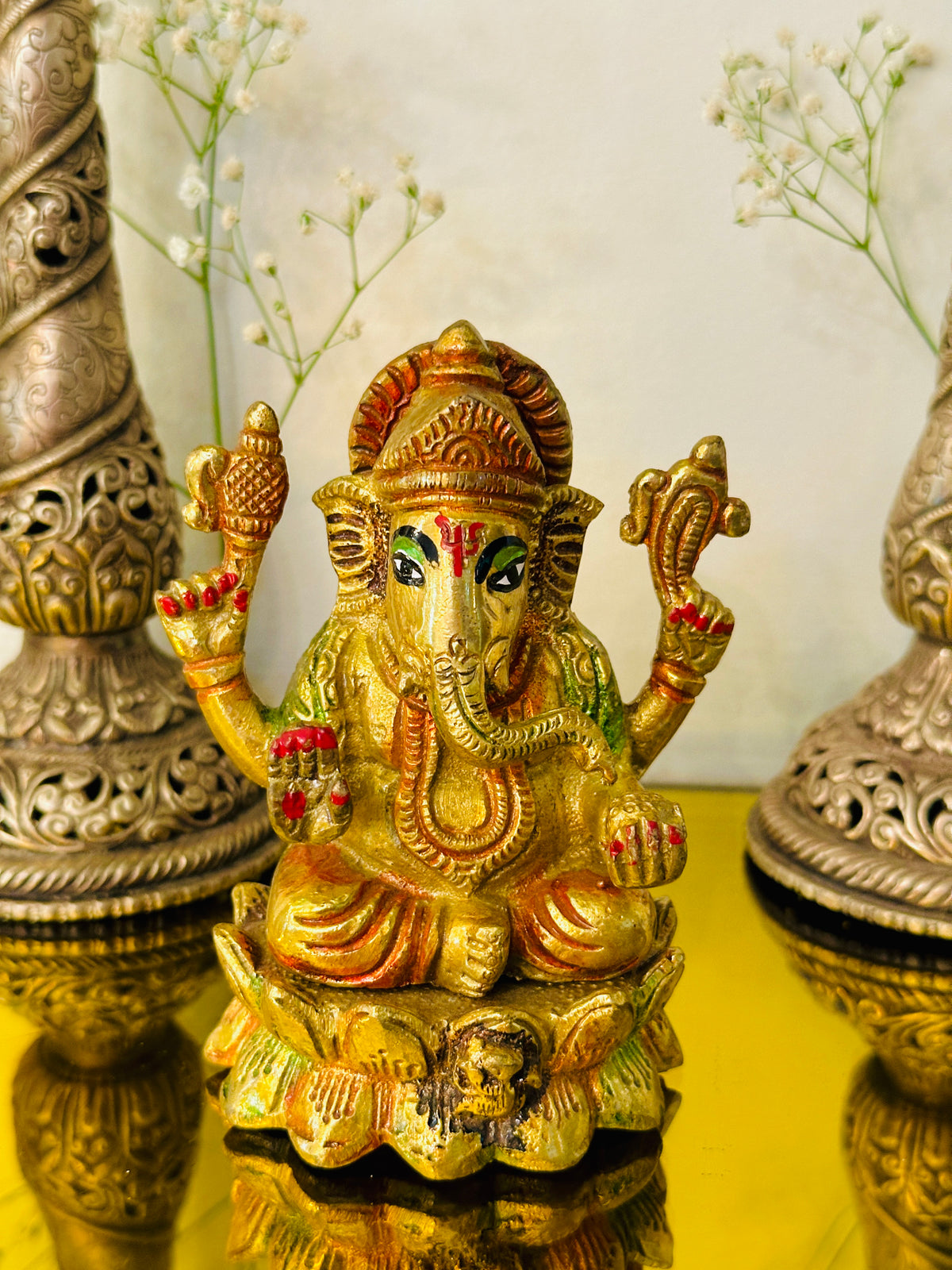 Brass Lord Ganesha Idol (4.5inch) 740g - Abhimantrit