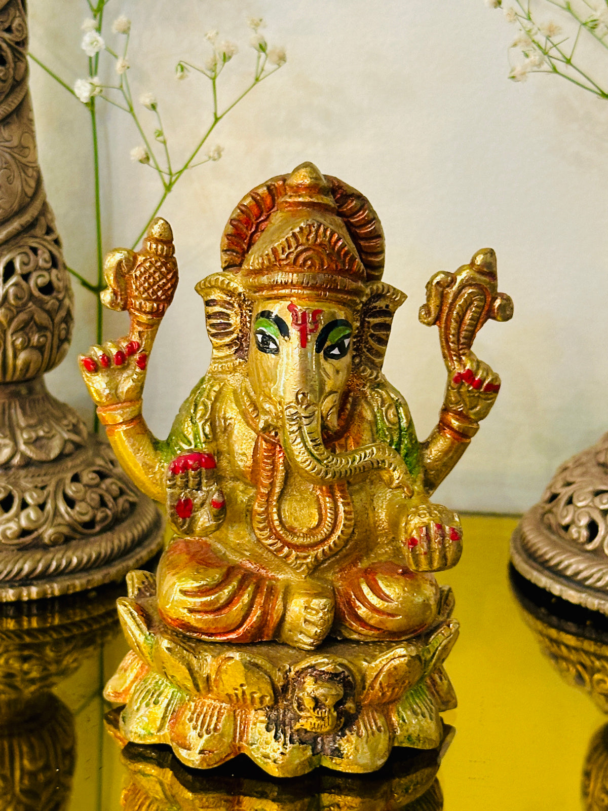 Brass Lord Ganesha Idol (4.5inch) 740g - Abhimantrit