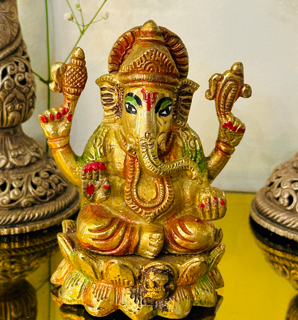 Brass Lord Ganesha Idol (4.5inch) 740g - Abhimantrit