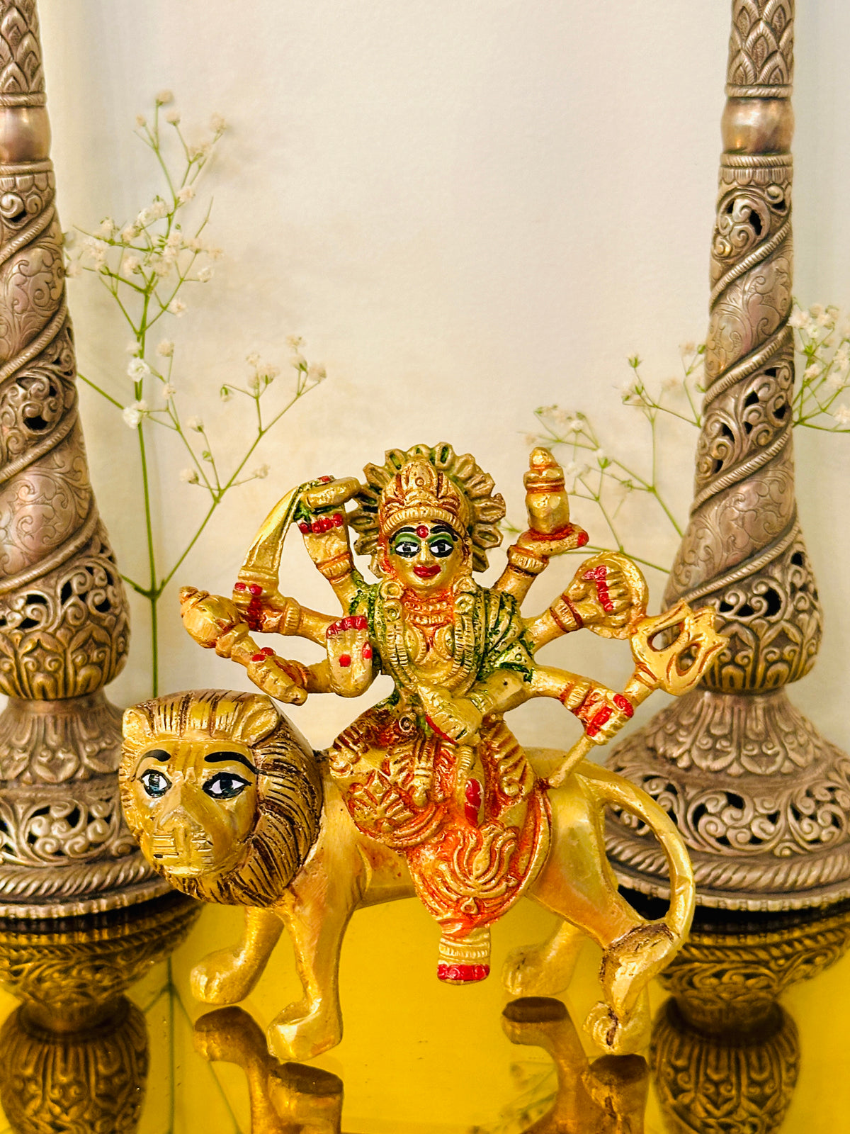 Brass Durga Mata Idol (5inch) 834g - Abhimantrit