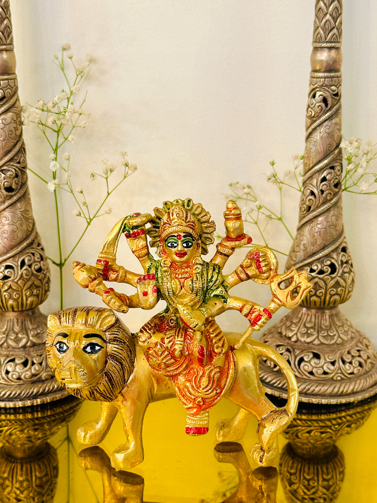 Brass Durga Mata Idol (5inch) 834g - Abhimantrit