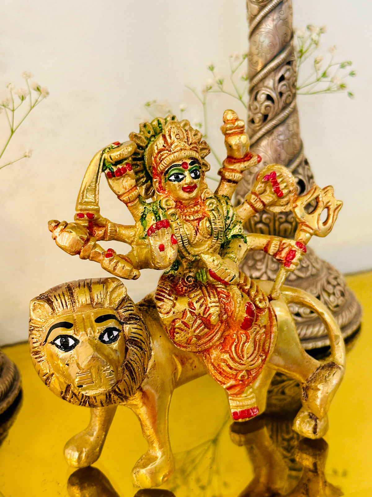 Brass Durga Mata Idol (5inch) 834g - Abhimantrit