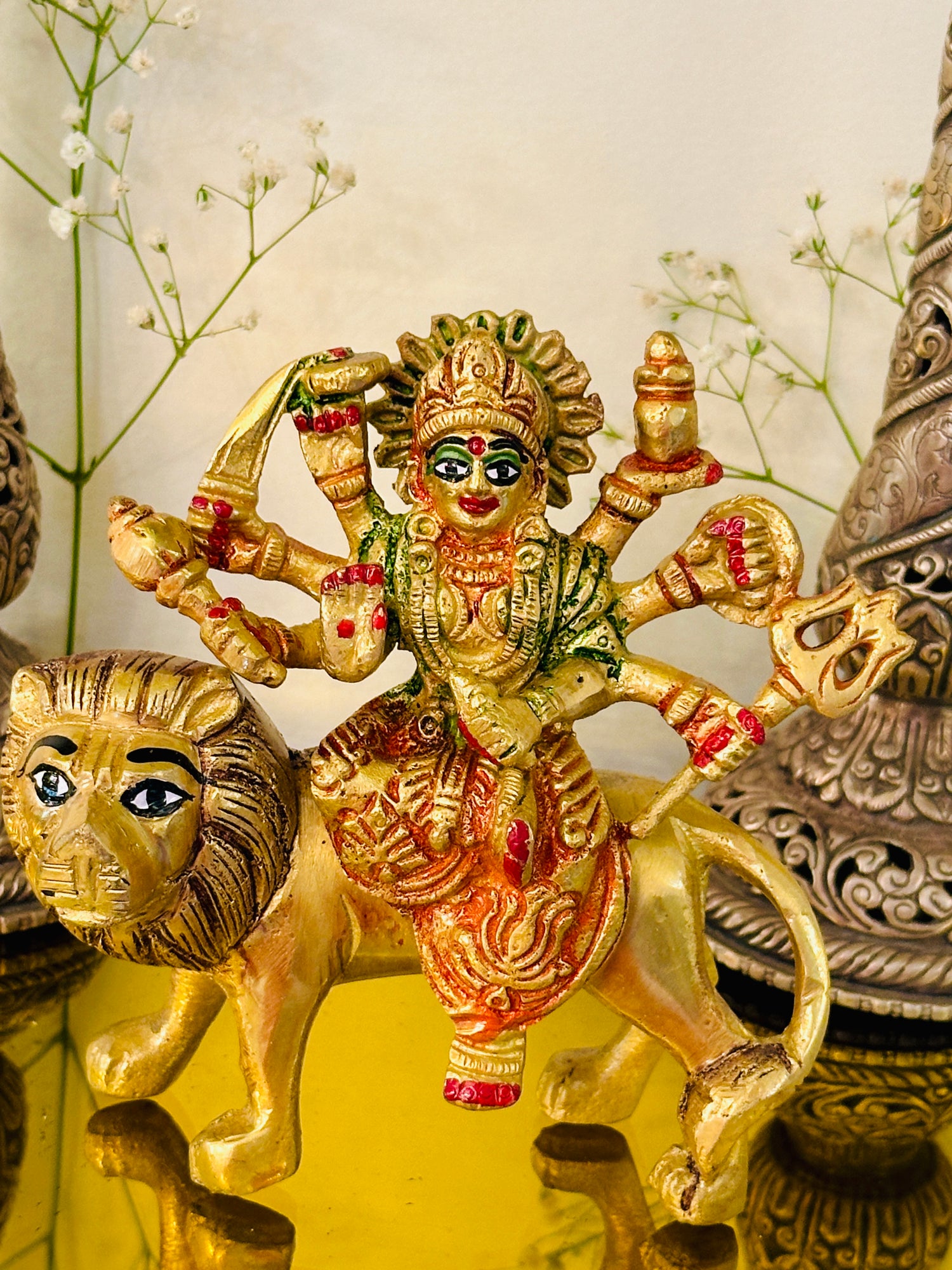 Brass Durga Mata Idol (5inch) 834g - Abhimantrit