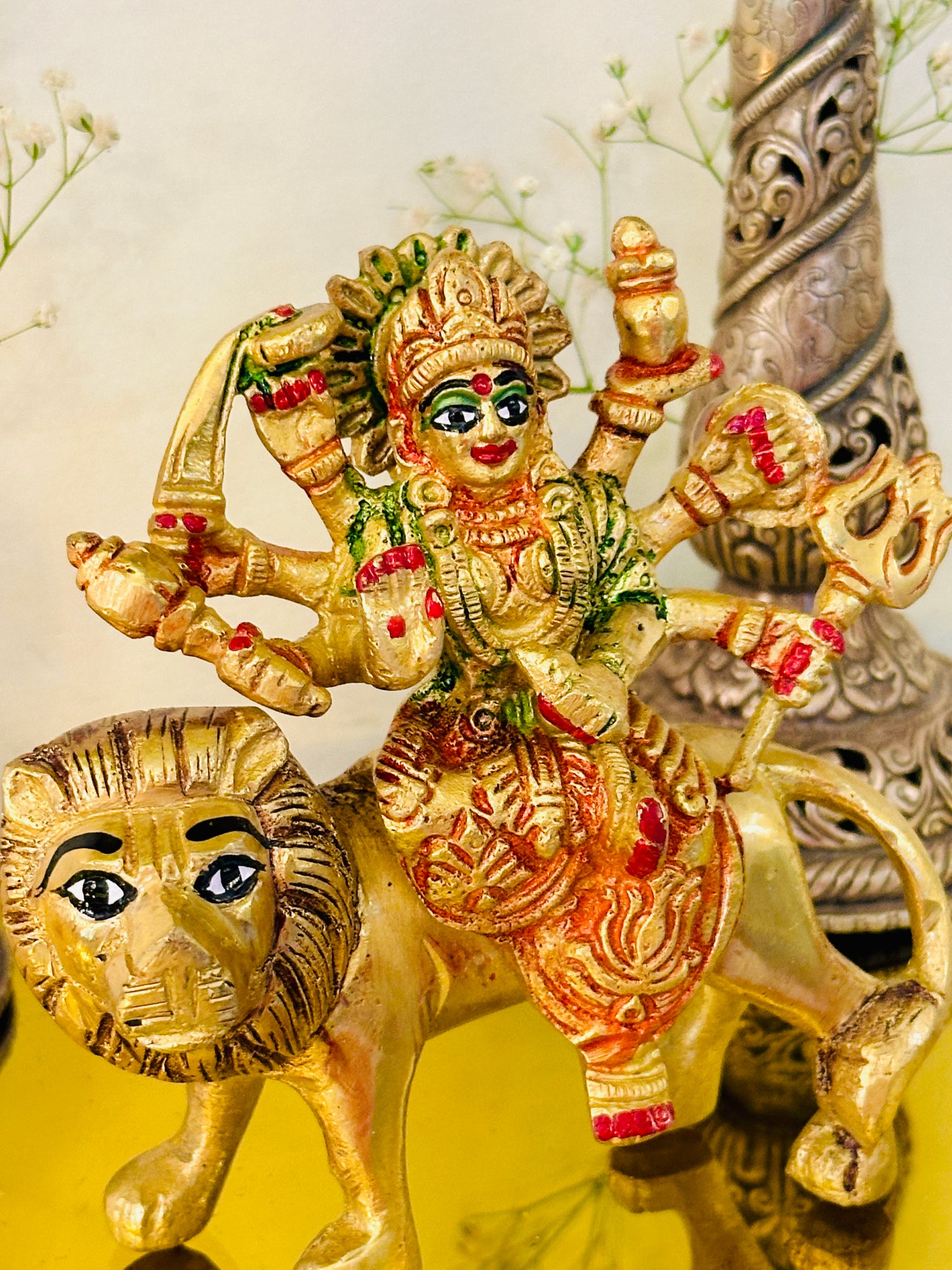 Brass Durga Mata Idol (5inch) 834g - Abhimantrit