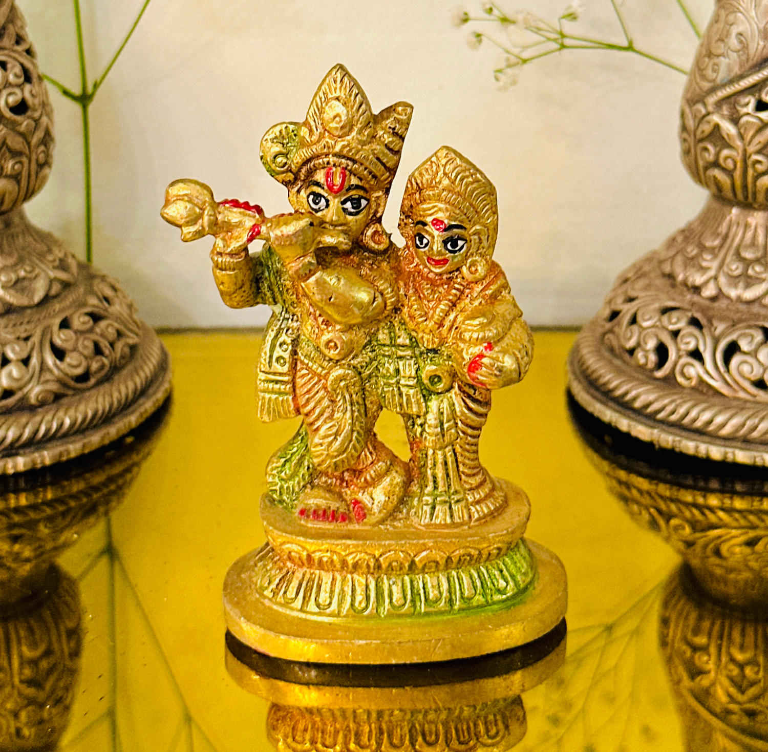 Brass Radha Krishna Idol (4inch) 285g - Abhimantrit