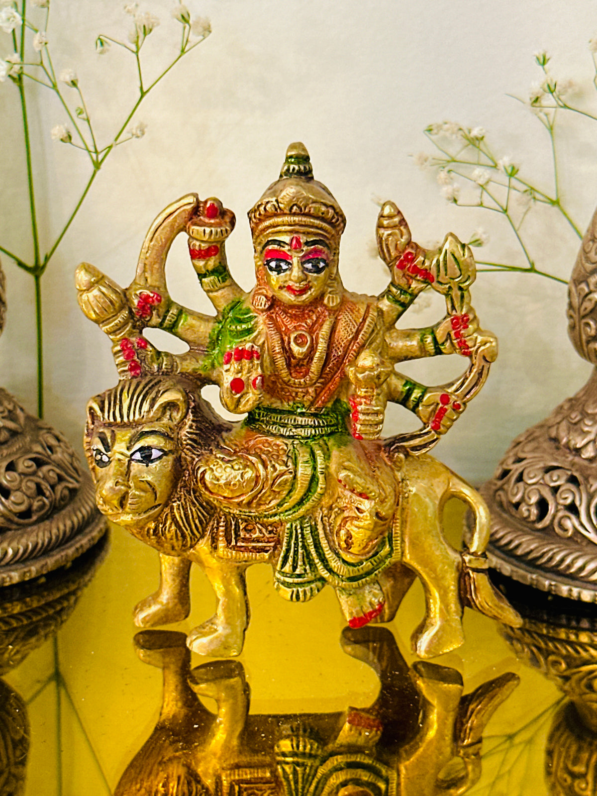 Brass Durga Maa Idol (4inch) 463g - Abhimantrit
