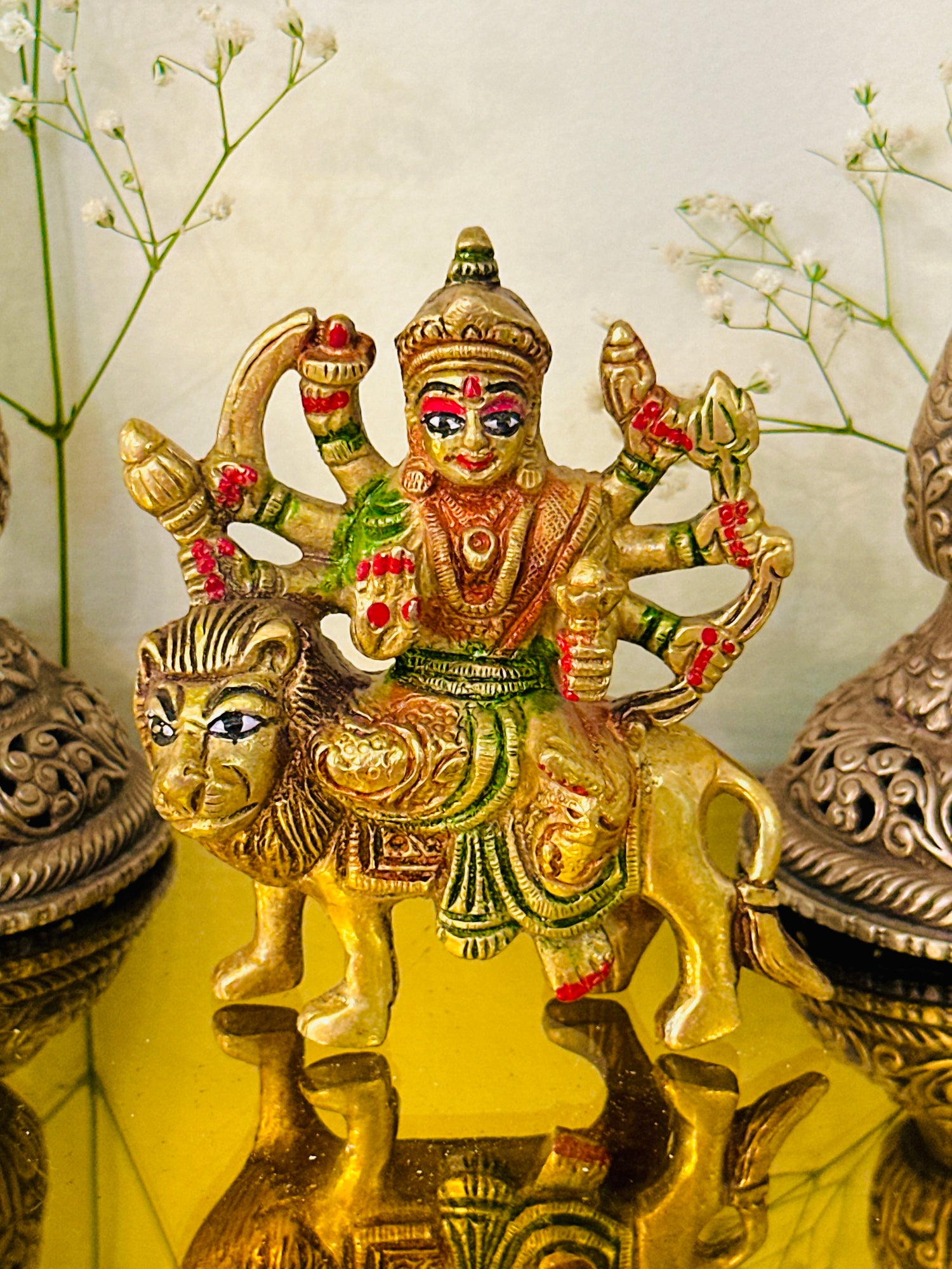 Brass Durga Maa Idol (4inch) 463g - Abhimantrit