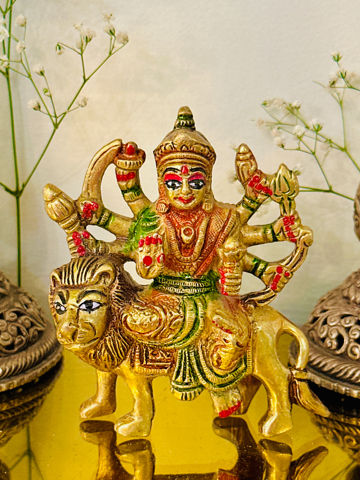 Brass Durga Maa Idol (4inch) 463g - Abhimantrit