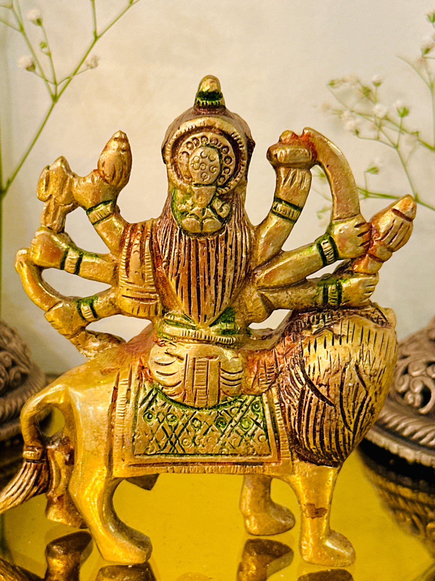 Brass Durga Maa Idol (4inch) 463g - Abhimantrit