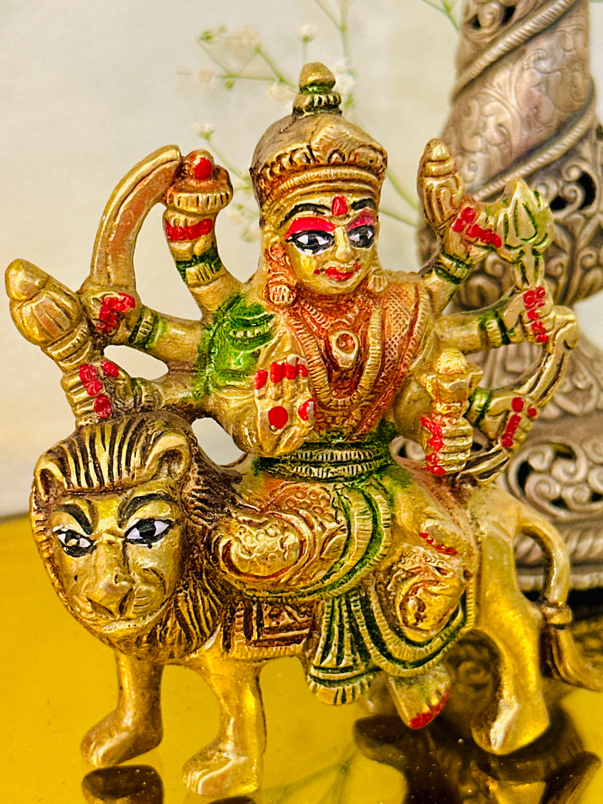 Brass Durga Maa Idol (4inch) 463g - Abhimantrit