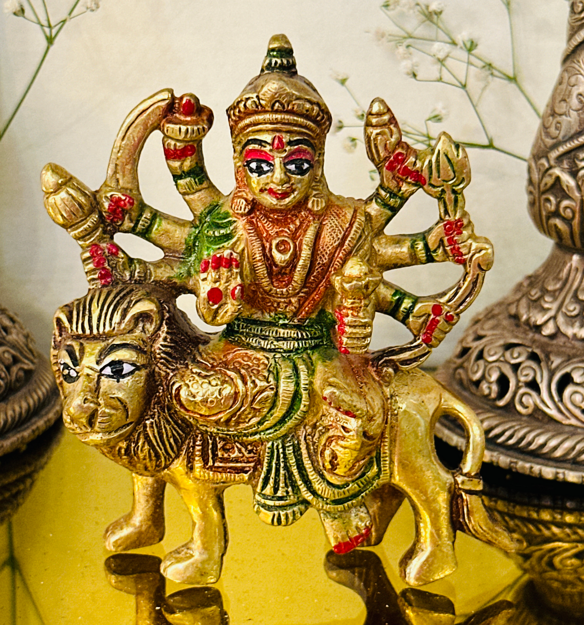 Brass Durga Maa Idol (4inch) 463g - Abhimantrit