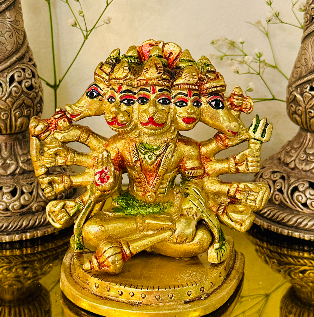Brass Panchmukhi Hanuman Idol (4inch) 808g - Abhimantrit