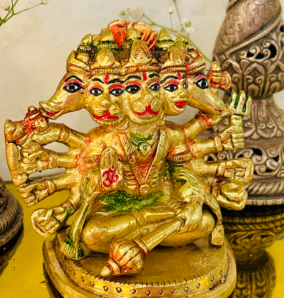 Brass Panchmukhi Hanuman Idol (4inch) 808g - Abhimantrit