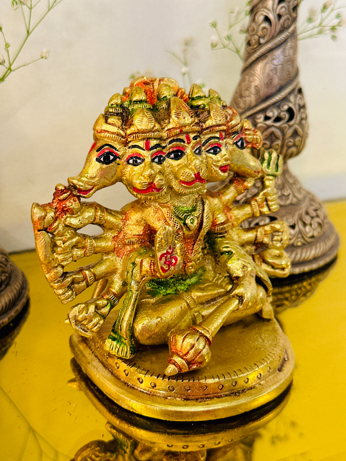 Brass Panchmukhi Hanuman Idol (4inch) 808g - Abhimantrit