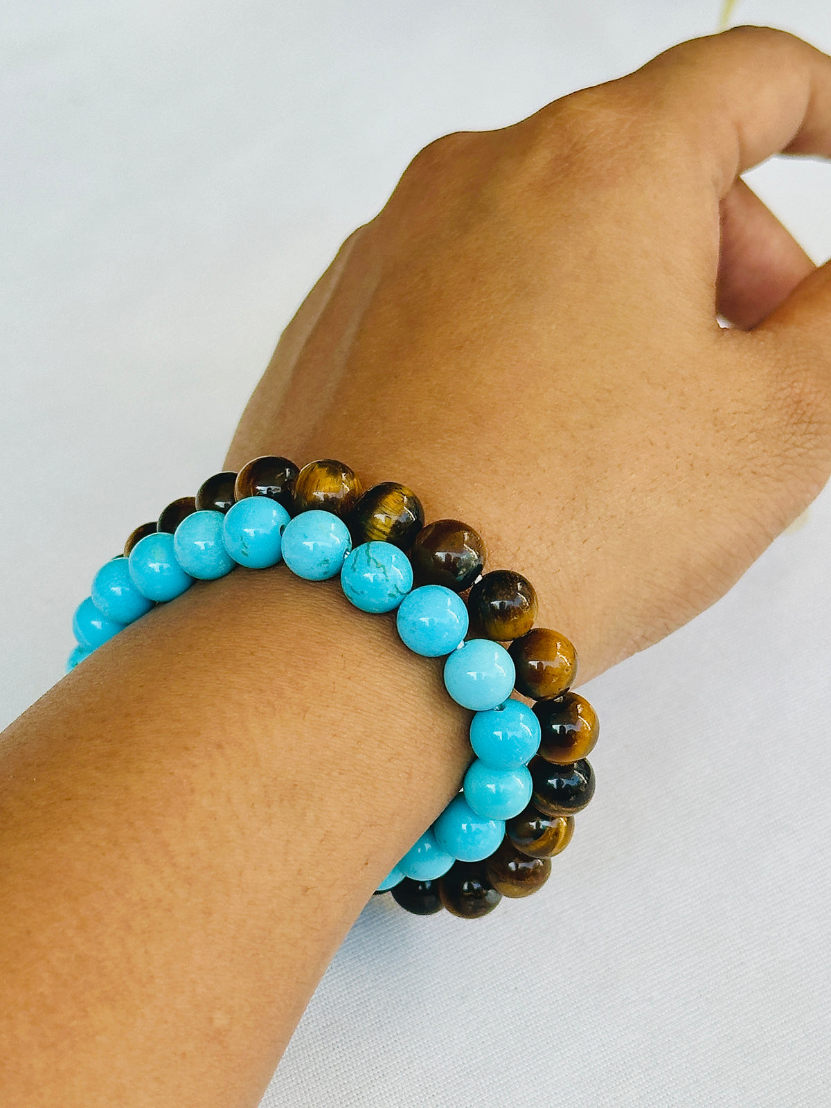 Confidence Booster: Tiger Eye & Turquoise Bracelet - Abhimantrit & Certified