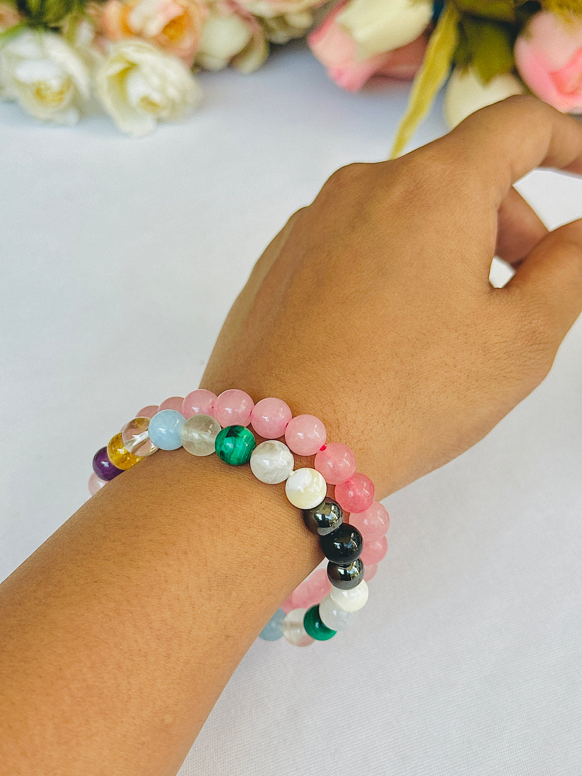 Timeless Beauty: Rose Quartz & Glowing Skin Bracelet - Abhimantrit & Certified