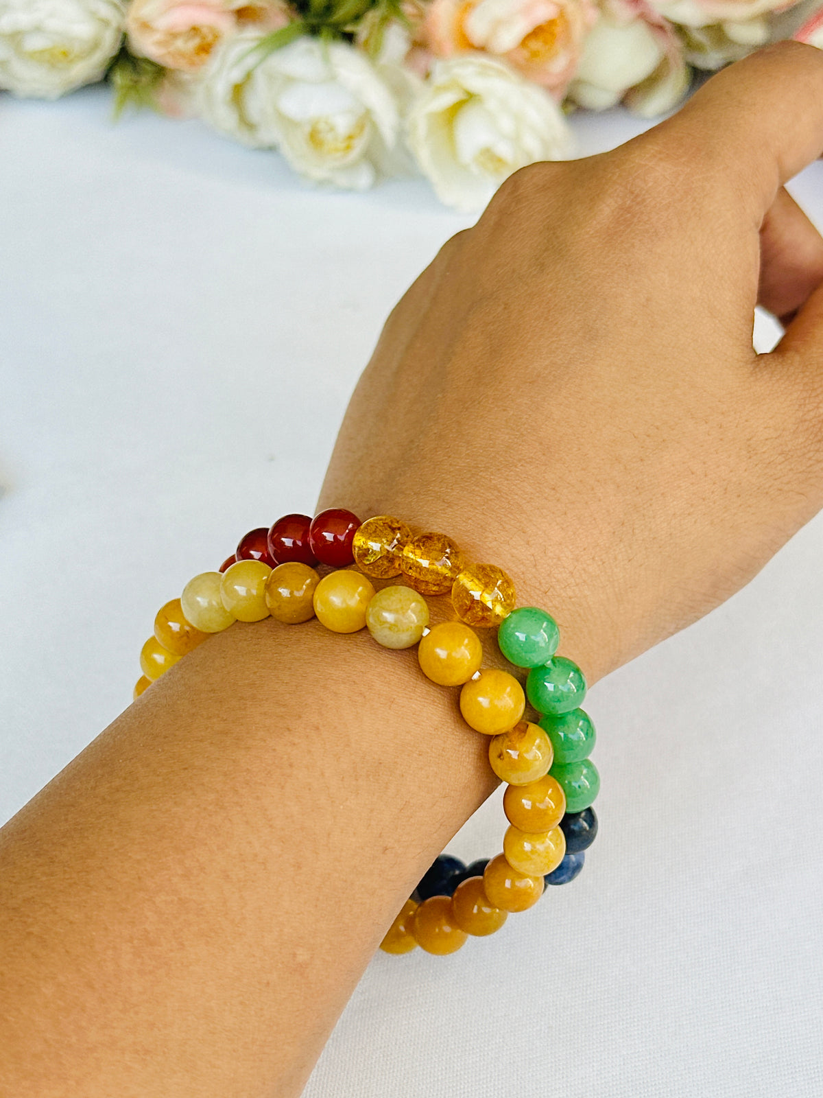 Wish Fulfilment: Yellow Aventurine & Seven Chakra Bracelet - Abhimantrit & Certified