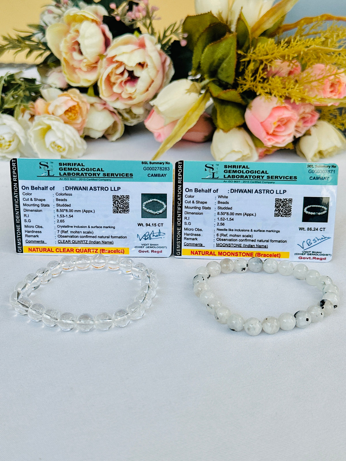 Cool Like Moon: Moonstone & Clear Quartz Bracelet - Abhimantrit & Certified