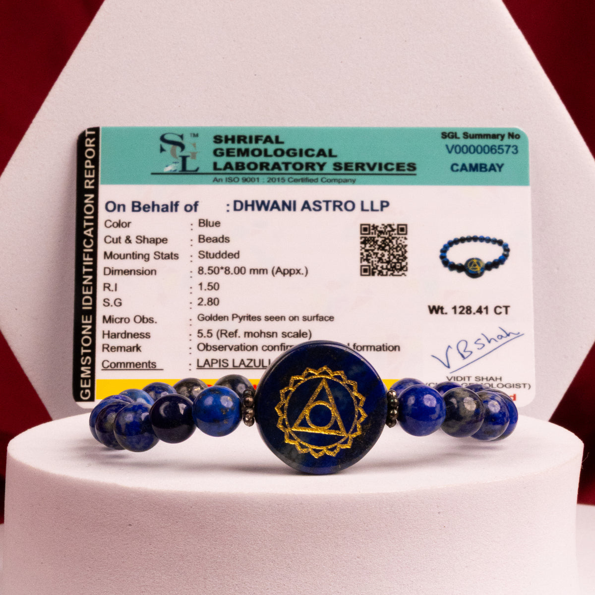 Lapis Lazuli with Third Eye Chakra Bracelet - Abhimantrit & Certified