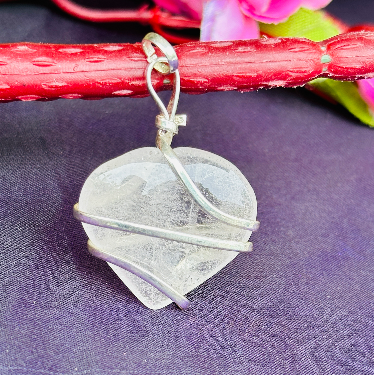 Clear Quartz Heart Wrapped Pendant - Abhimantrit & Certified