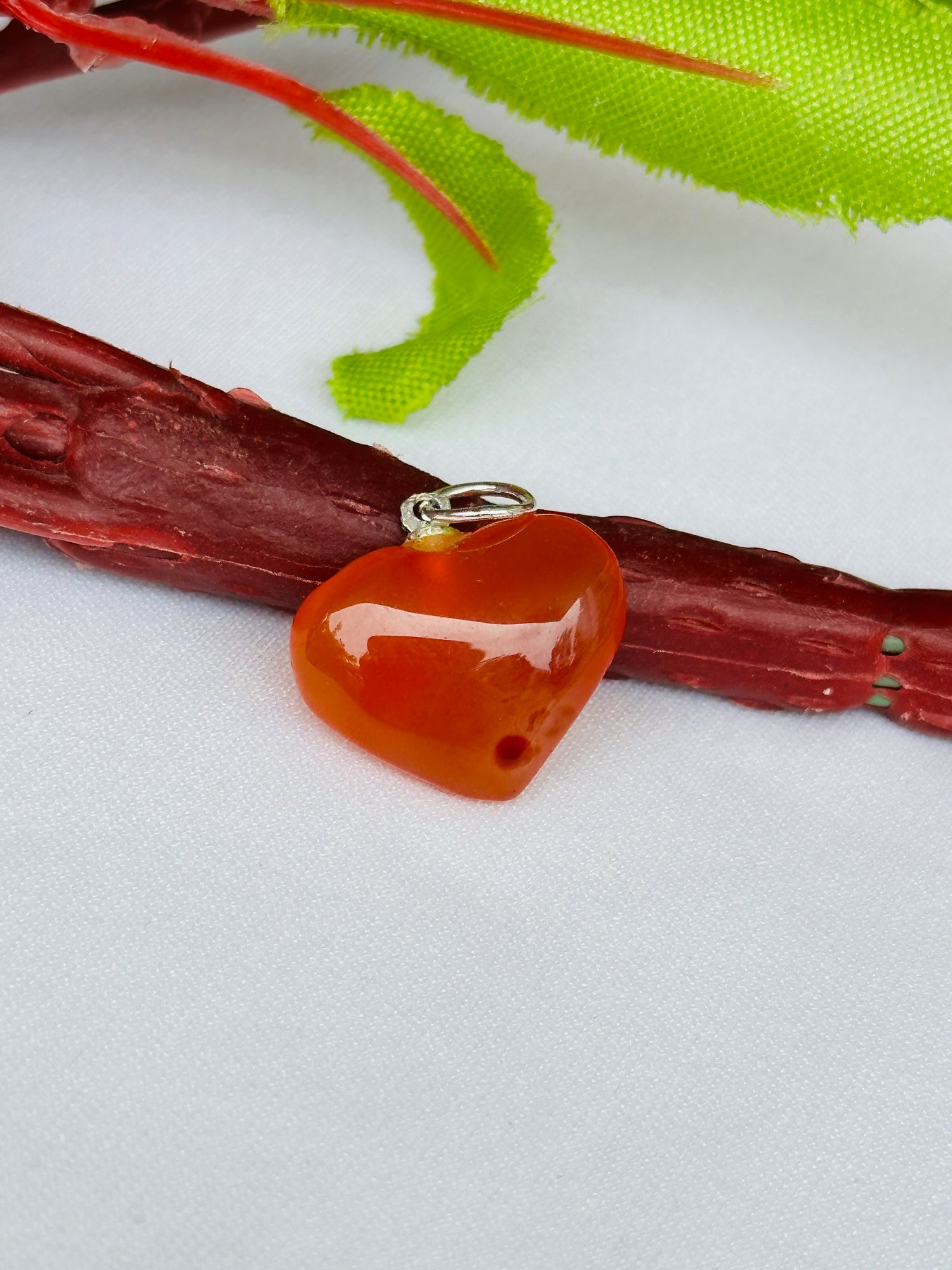 Carnelian Heart Pendant -  Abhimantrit & Certified