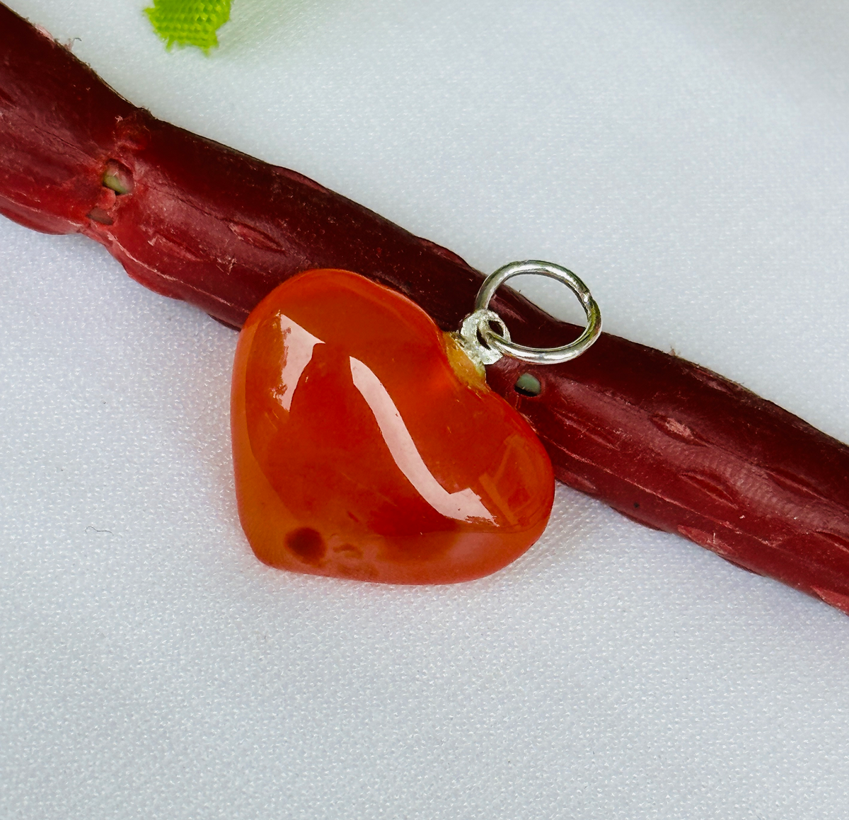 Carnelian Heart Pendant -  Abhimantrit & Certified