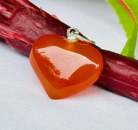 Carnelian Heart Pendant -  Abhimantrit & Certified