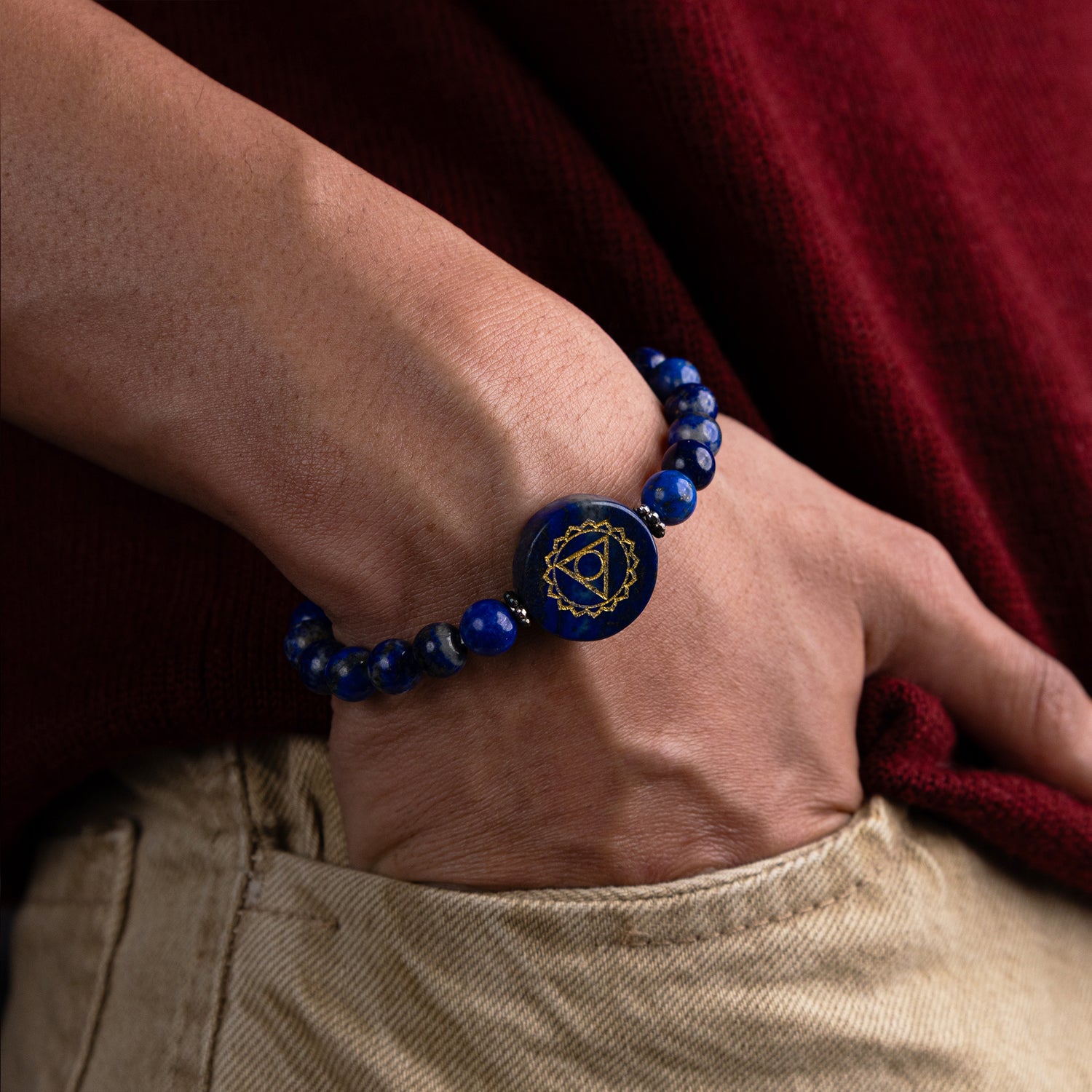Lapis Lazuli with Third Eye Chakra Bracelet - Abhimantrit & Certified