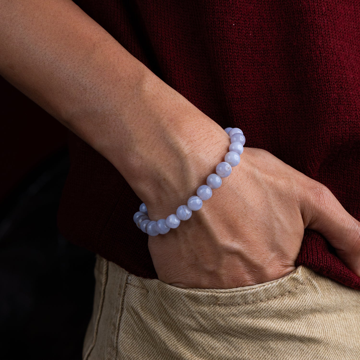 Blue Lace (Agate) Crystal Bracelet - Abhimantrit & Certified