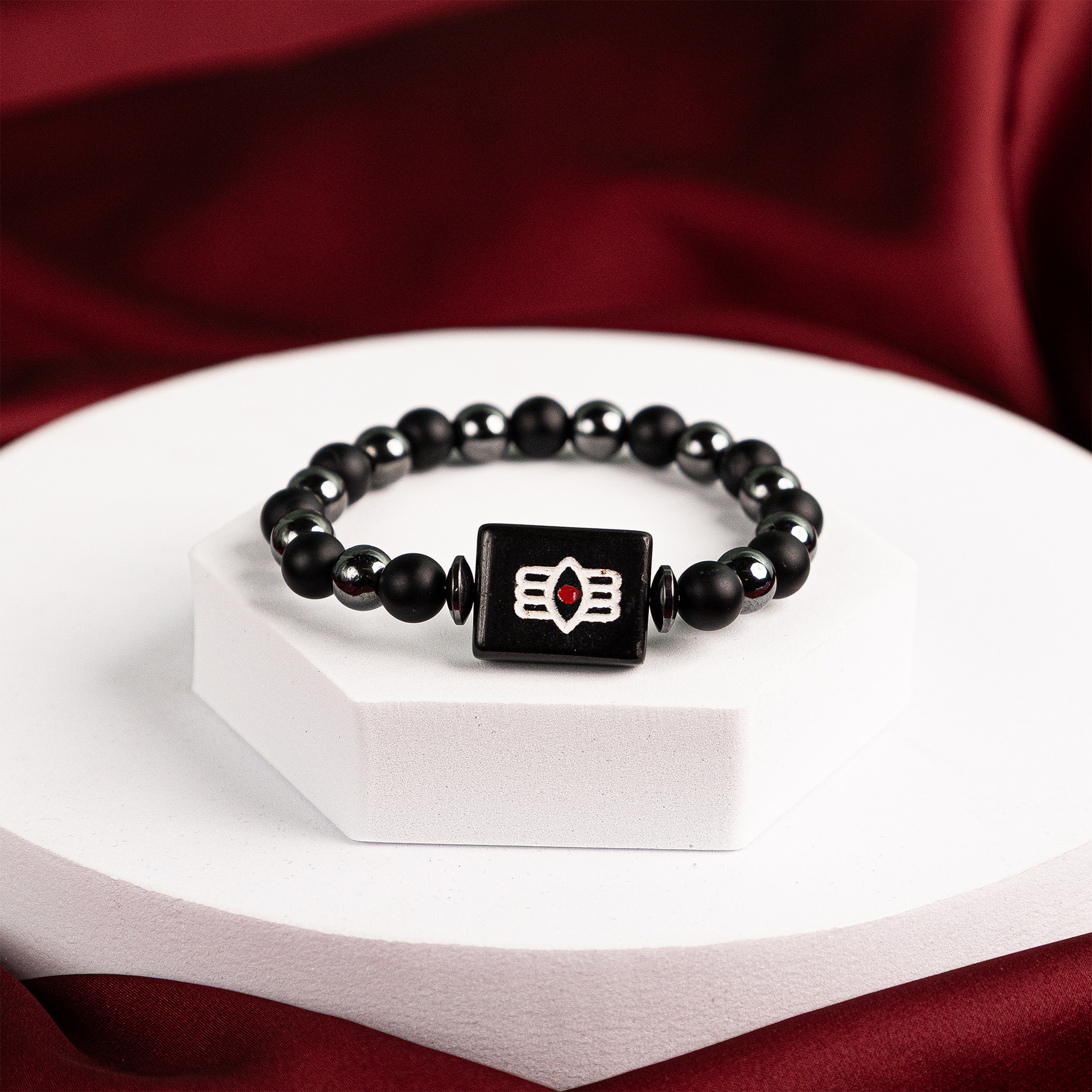 Shiv Netra Bracelet (Hematite, Black Matt Agate & Black Agate Shiva Third Eye) Bracelet - Abhimantrit & Certified