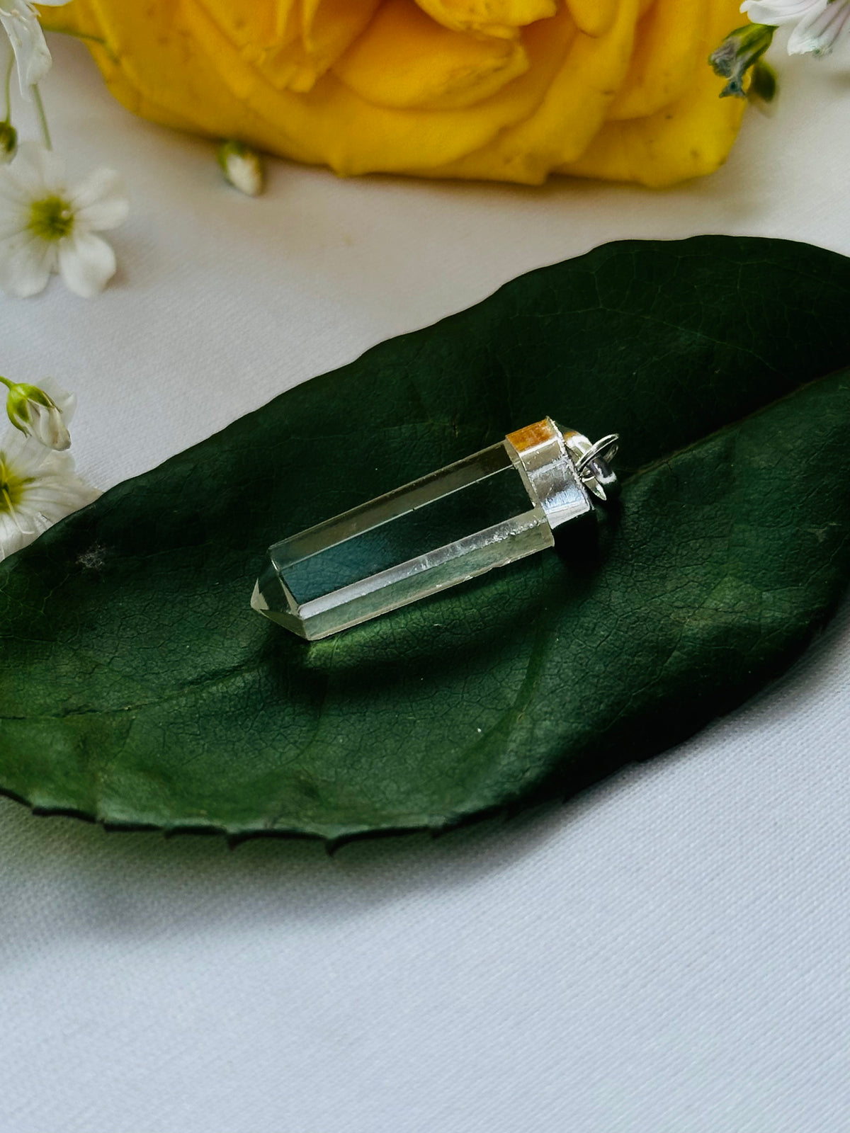 Clear Quartz Pencil Pendant (1 Piece) - Abhimantrit & Certified