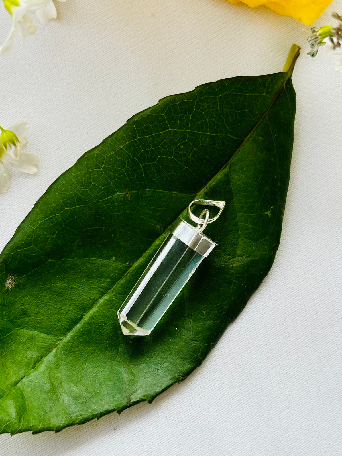 Clear Quartz Pencil Pendant (1 Piece) - Abhimantrit & Certified