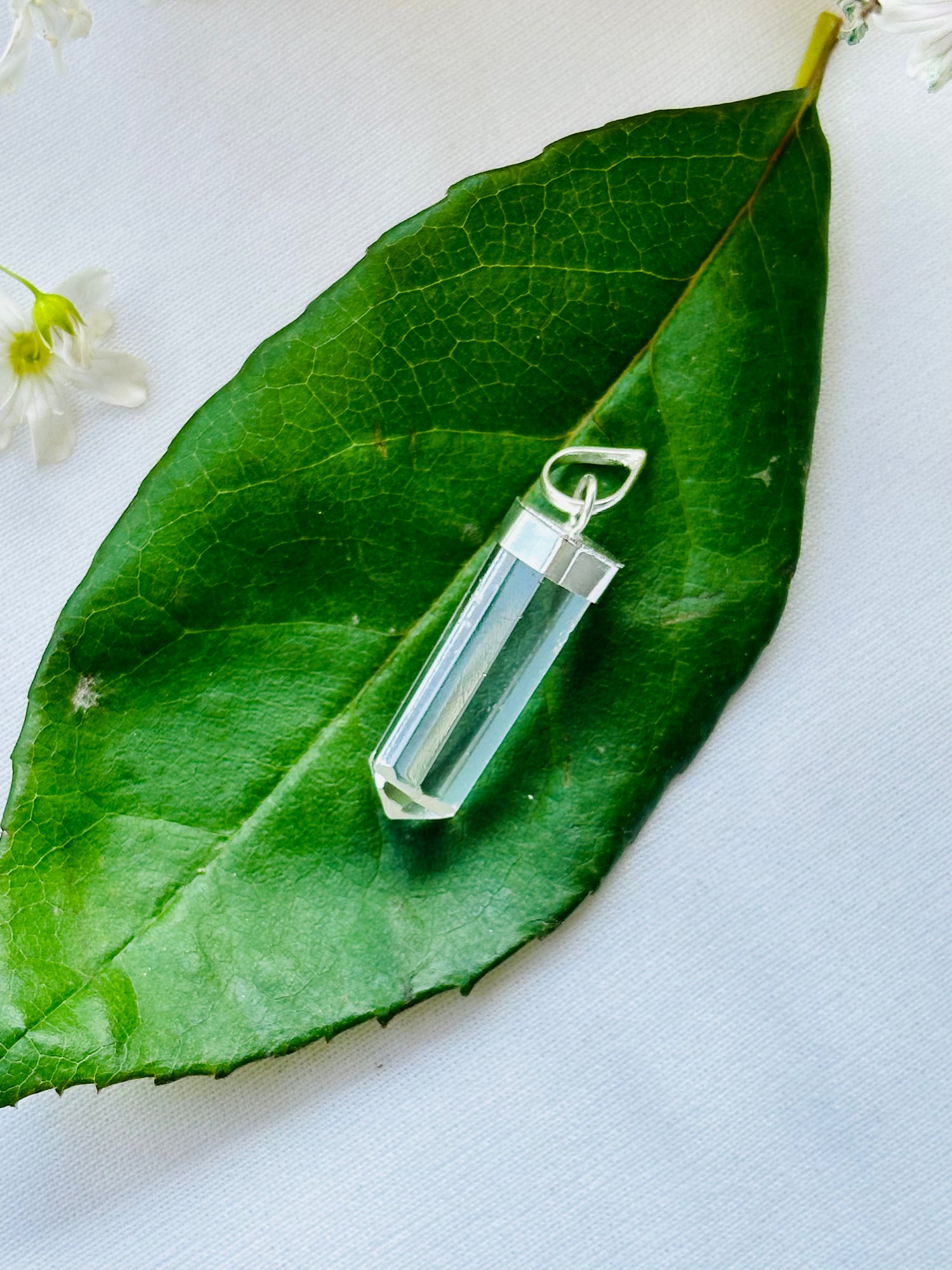 Clear Quartz Pencil Pendant (1 Piece) - Abhimantrit & Certified