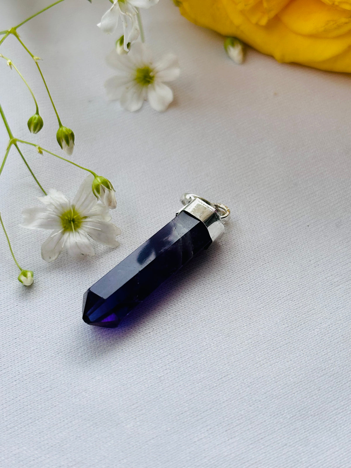 Attract Luck, Enhance Intuition, Improve Health & Skin: Amethyst Pencil Pendant - Abhimantrit & Certified