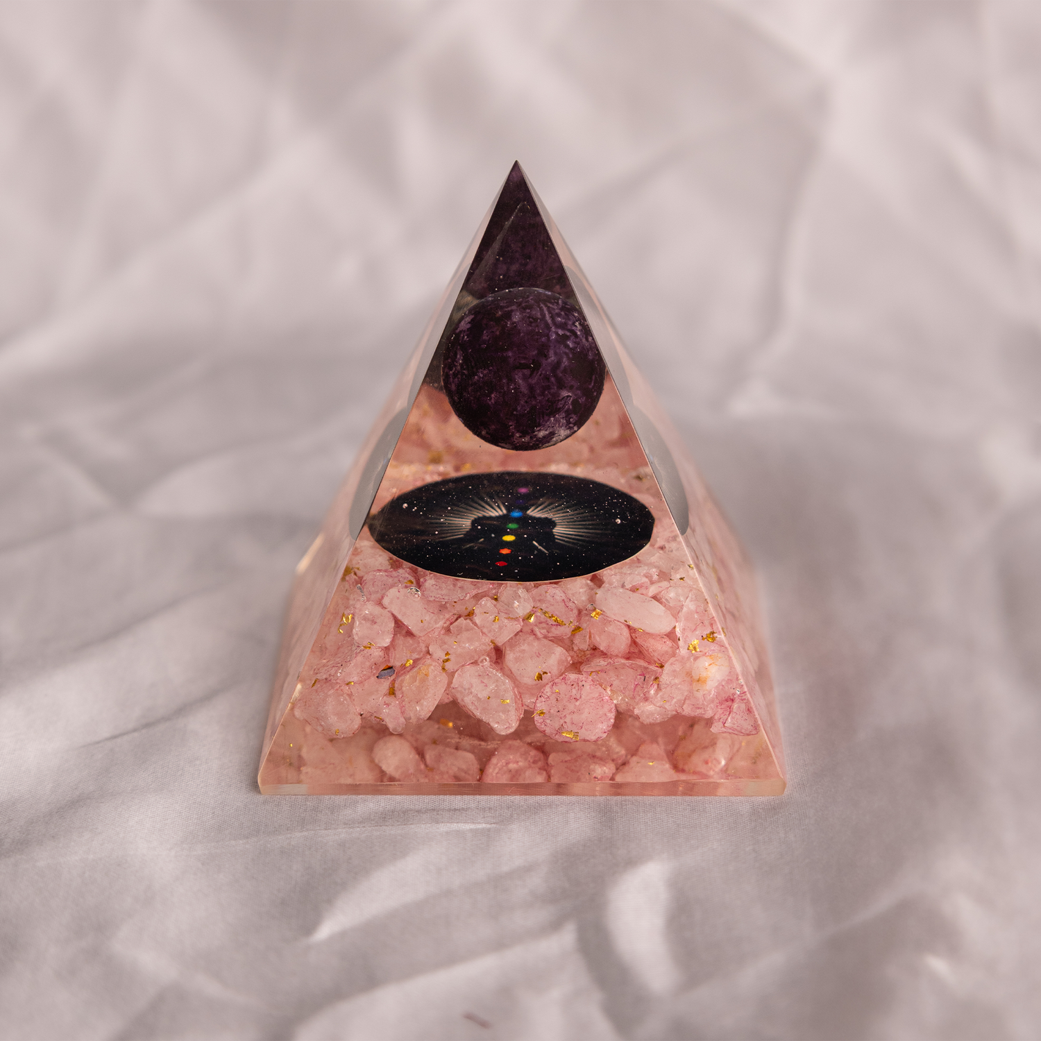 Love Attract Rose Quartz Ball Pyramid - Abhimantrit