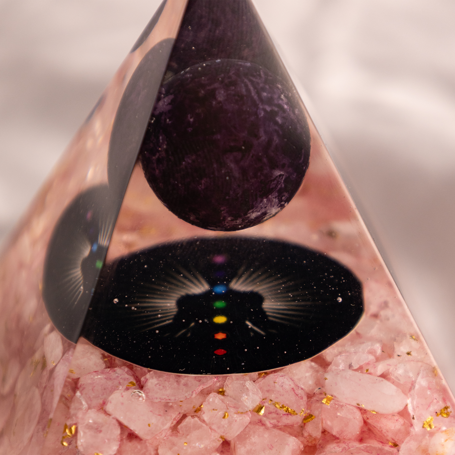 Love Attract Rose Quartz Ball Pyramid - Abhimantrit