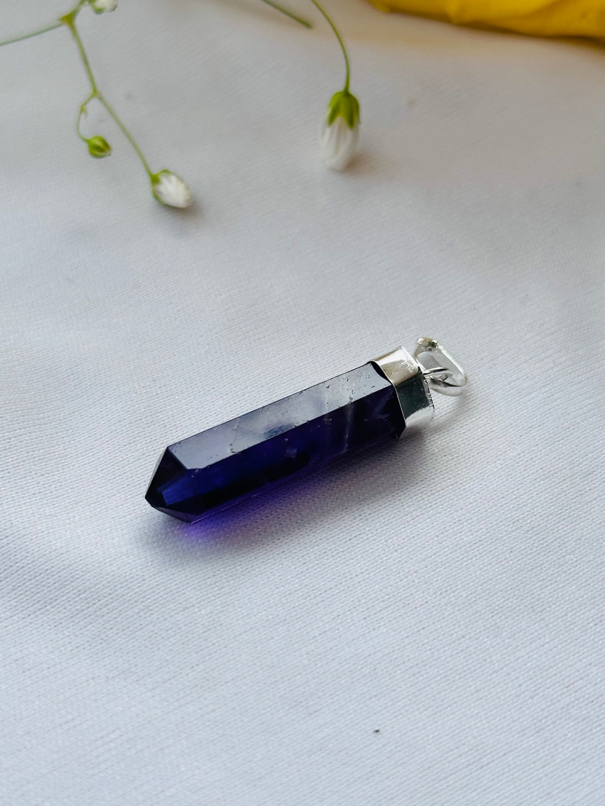 Attract Luck, Enhance Intuition, Improve Health & Skin: Amethyst Pencil Pendant - Abhimantrit & Certified