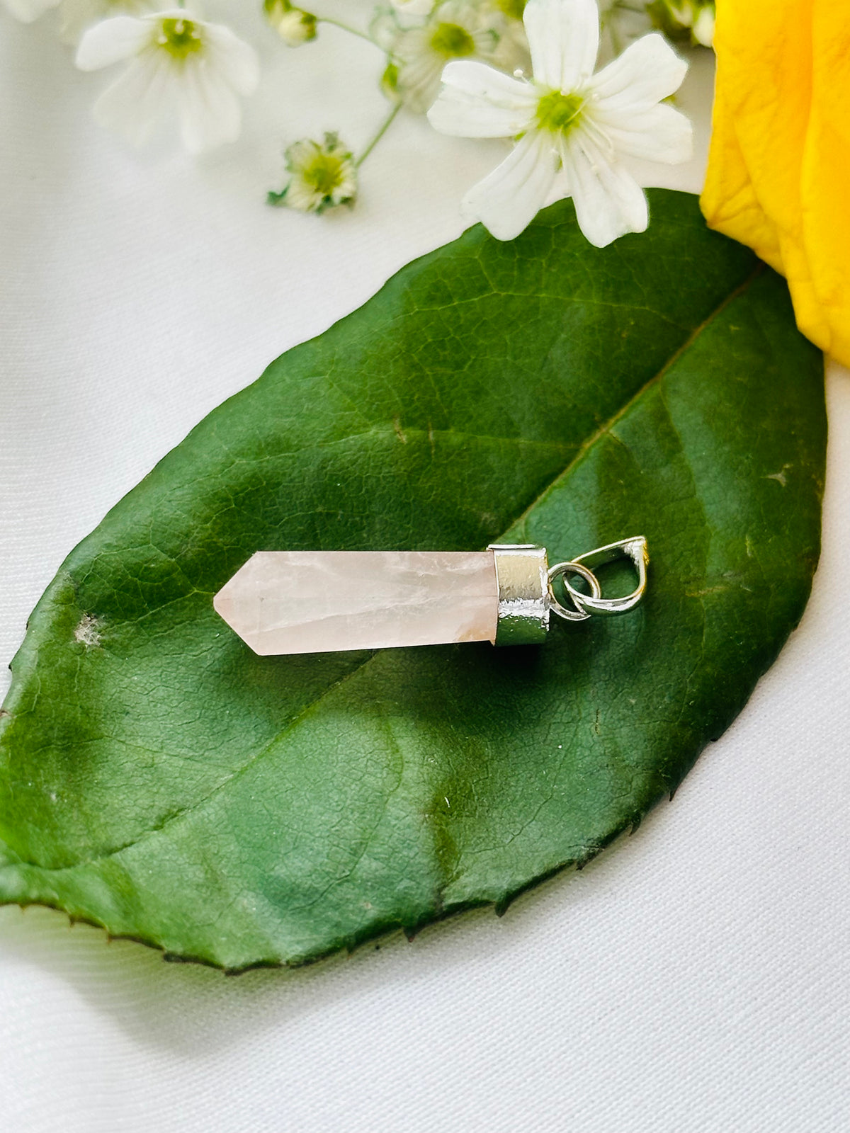 Improve Love, Relationship & Emotional Connection: Rose Quartz Pencil Pendant - Abhimantrit & Certified
