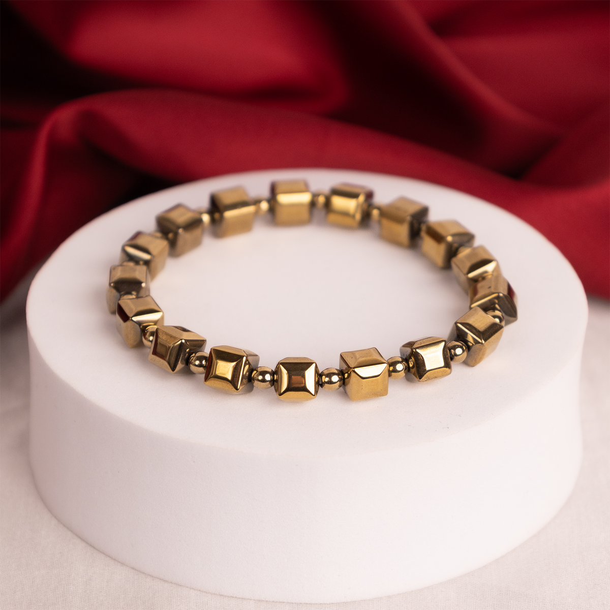 Fame & Fortune Attract: Golden Pyrite Cubical Bracelet - Abhimantrit & Certified
