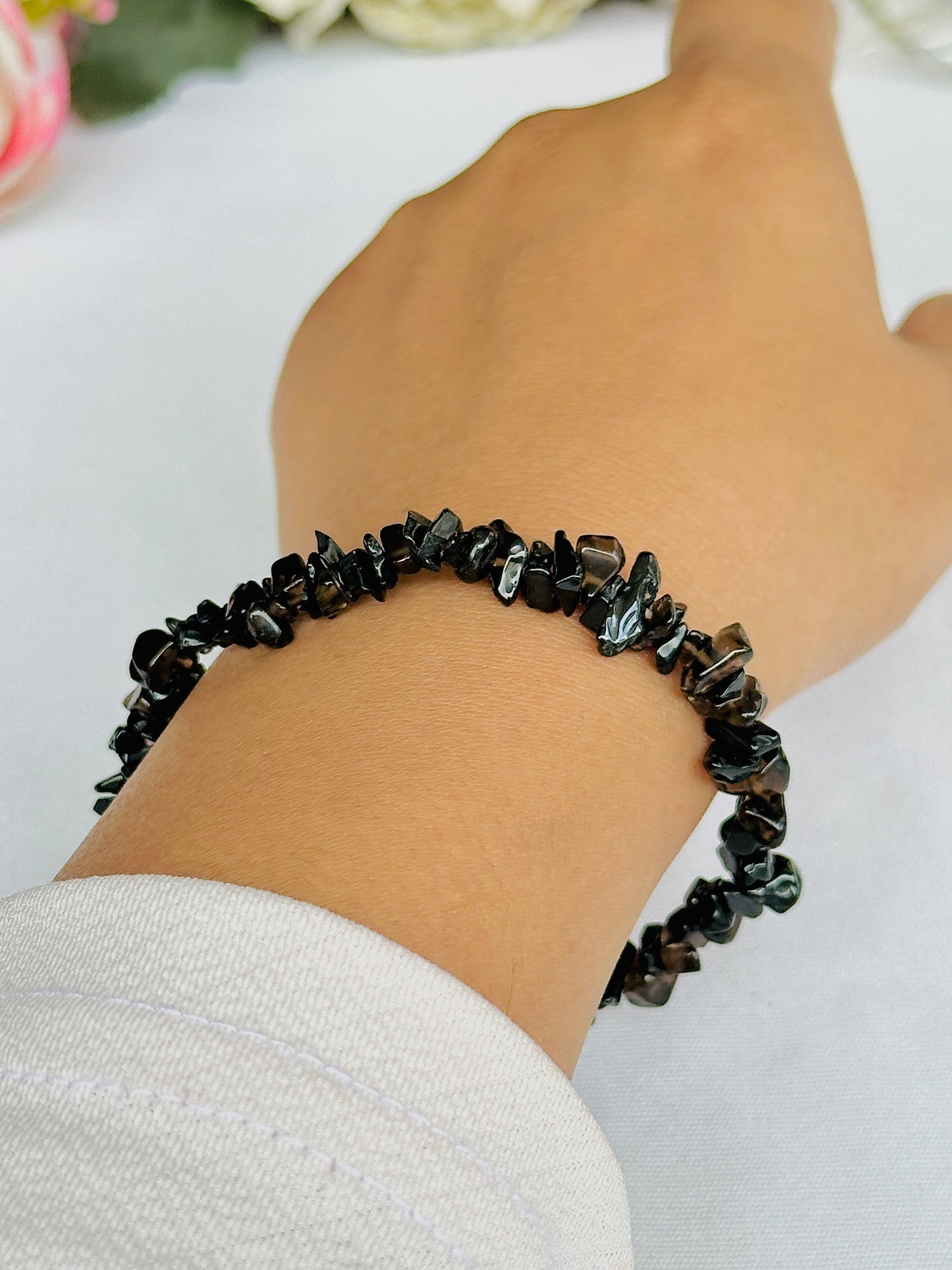 Smoky Quartz Uncut Crystal Bracelet - Abhimantrit & Certified