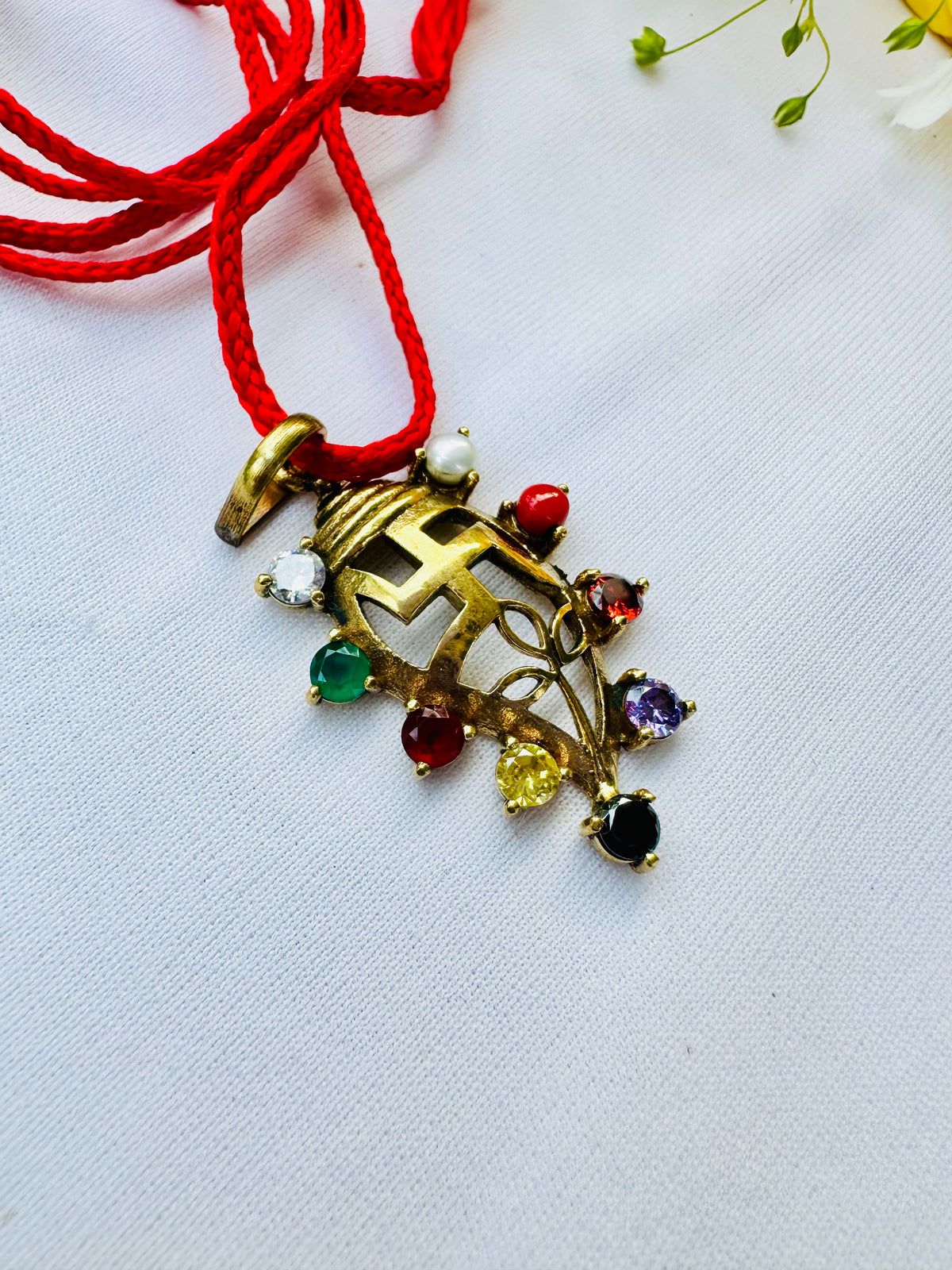 Navratan Stone Pendant - Abhimantrit & Certified