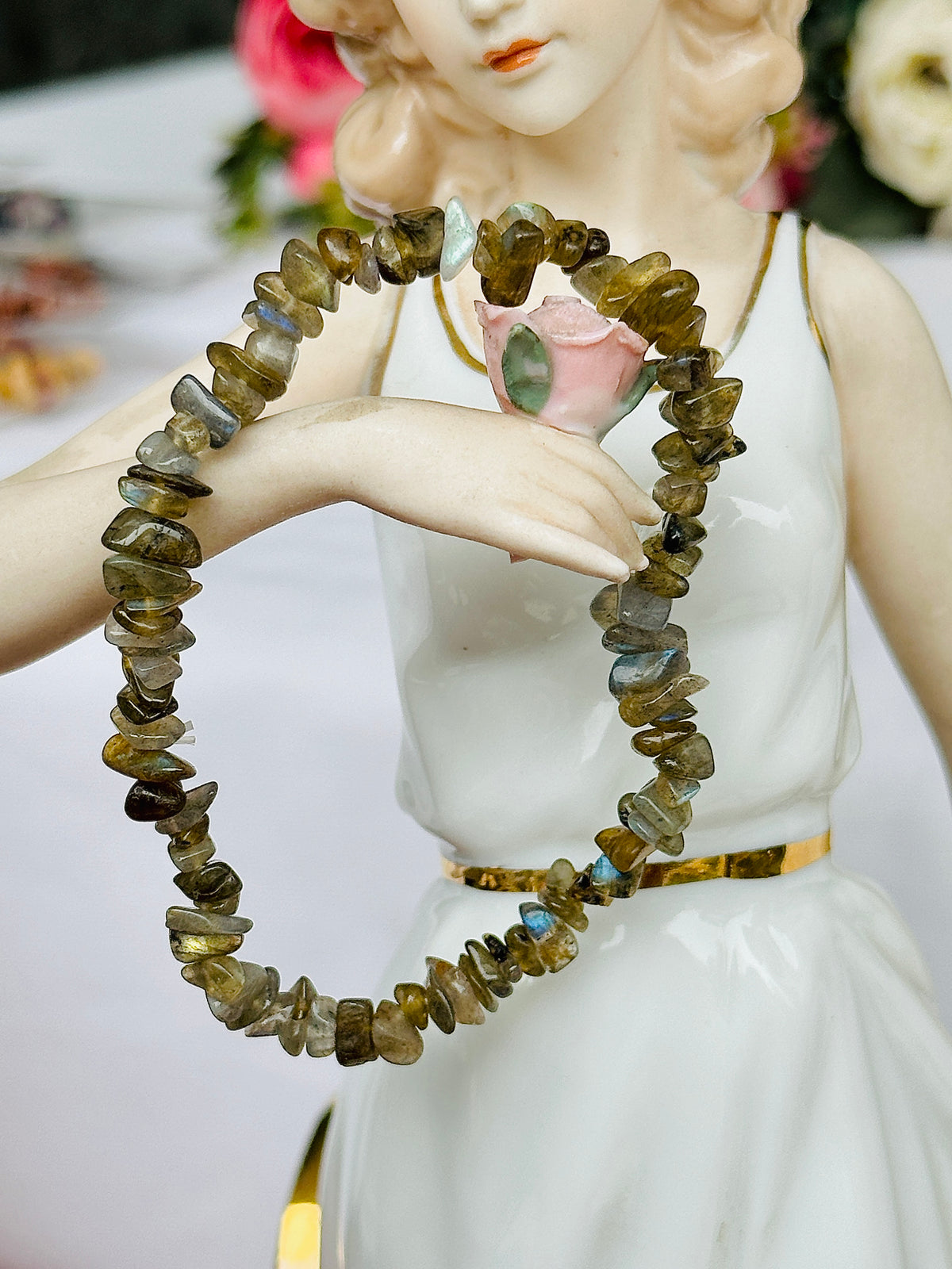 Awaken your inner Power & open you Third Eye Chakra: Labradorite Uncut Crystal Bracelet - Abhimantrit & Certified