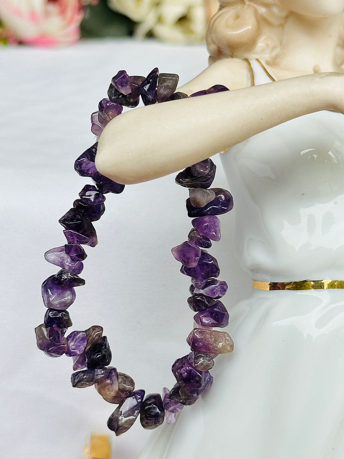 Attract Luck, Enhance Intuition, Improve Health & Skin: Amethyst Uncut Crystal Bracelet - Abhimantrit & Certified