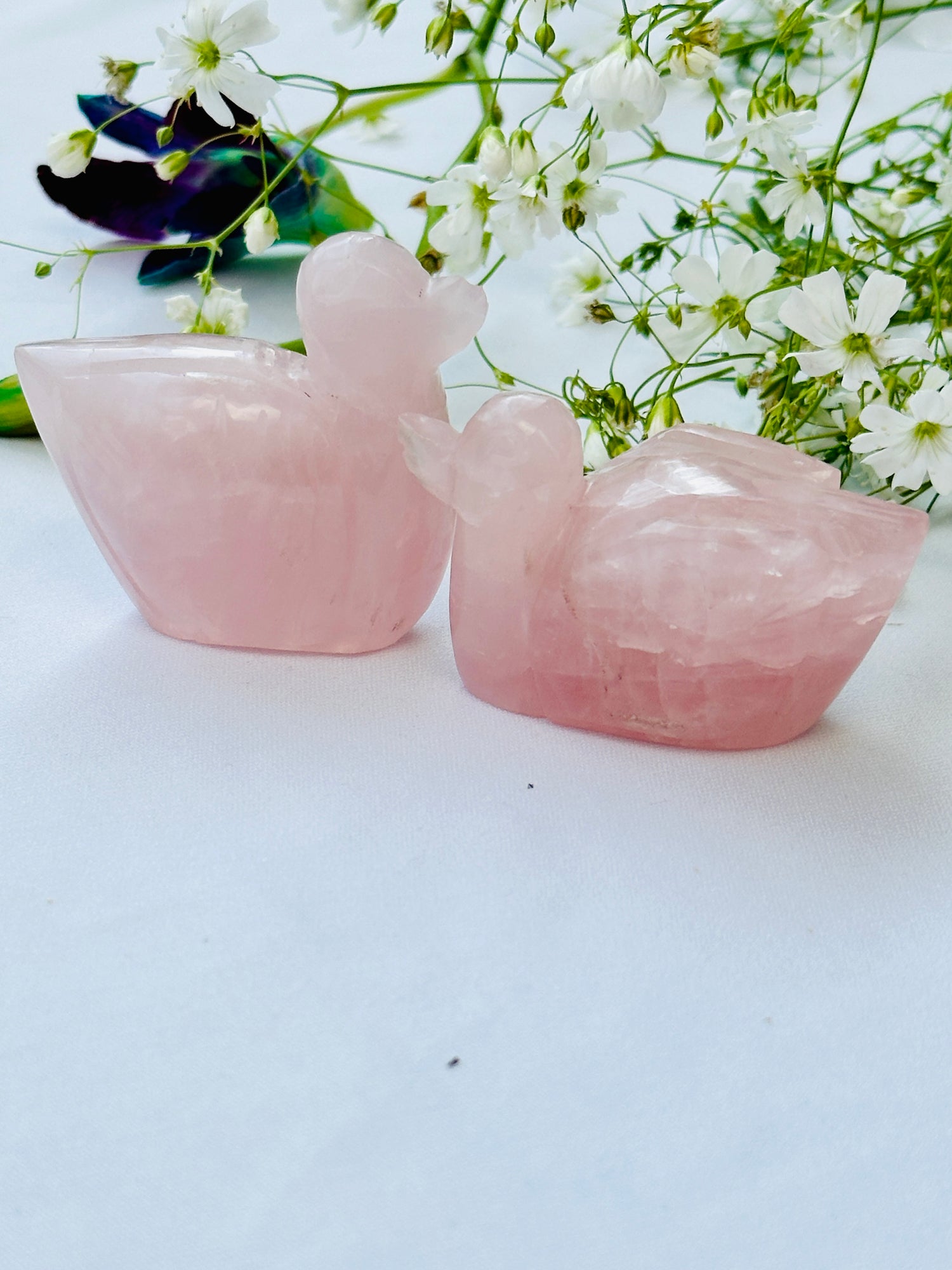 Rose Quartz Swan - Abhimantrit & Certified