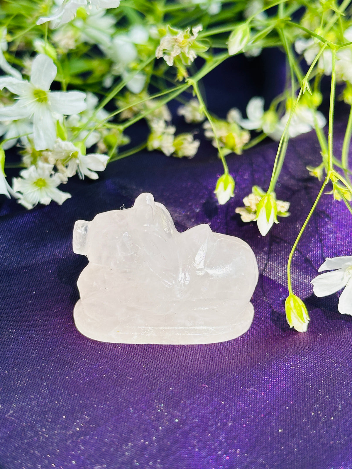 Rose Quartz Nandi(4Cm) - Abhimantrit