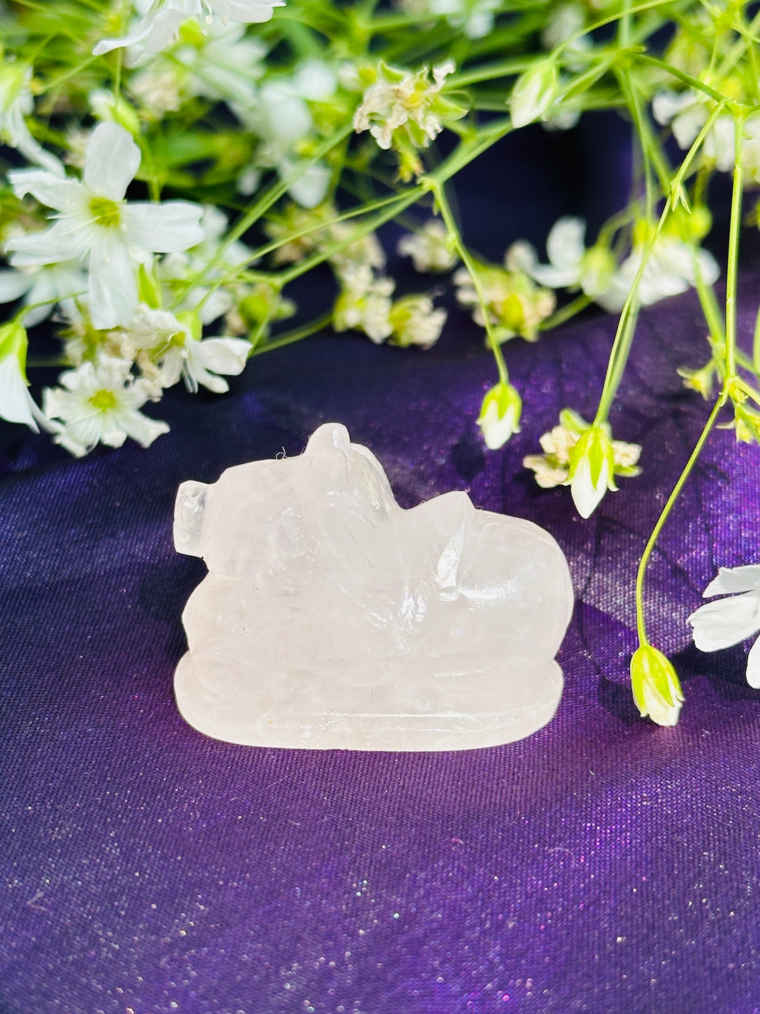Rose Quartz Nandi(4Cm) - Abhimantrit
