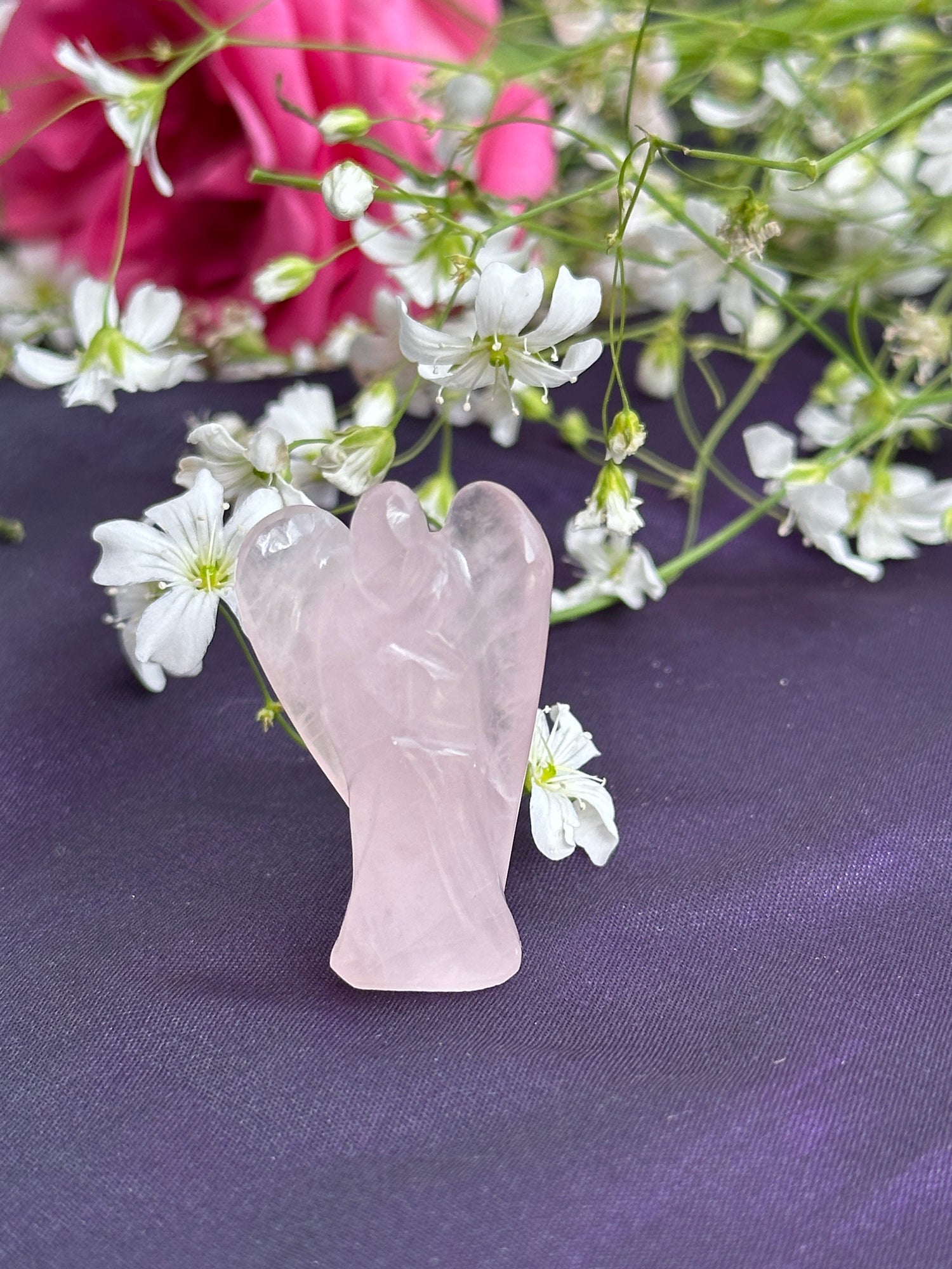 Rose Quartz Stone Angel - Abhimantrit