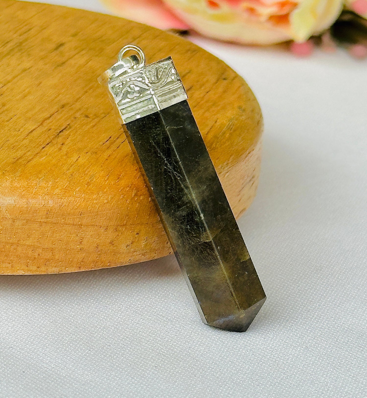 Labradorite Pencil Pendant - Abhimantrit & Certified