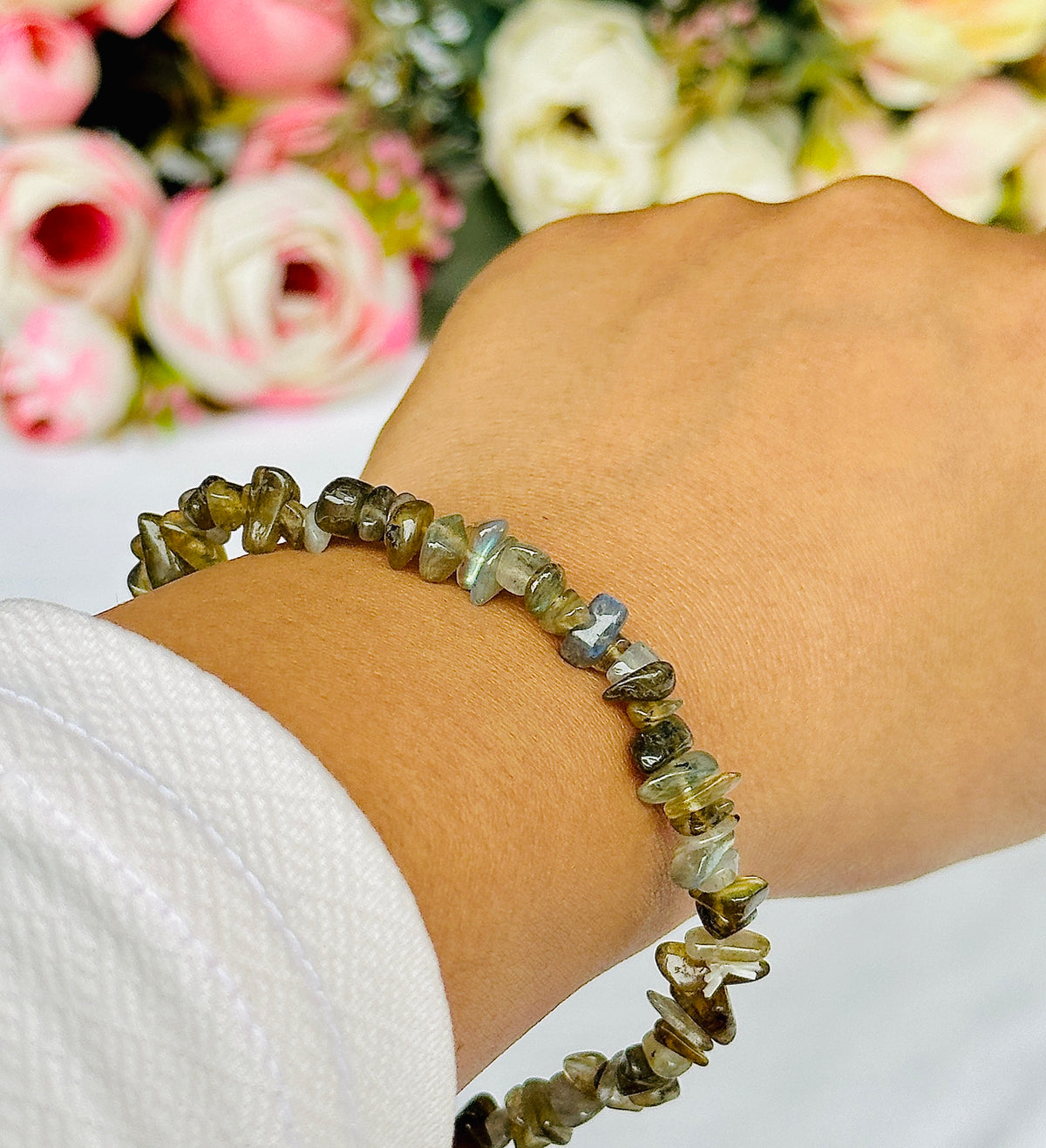 Awaken your inner Power & open you Third Eye Chakra: Labradorite Uncut Crystal Bracelet - Abhimantrit & Certified