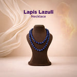 Lapis Lazuli necklace on a mannequin bust with a soft beige background